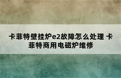 卡菲特壁挂炉e2故障怎么处理 卡菲特商用电磁炉维修